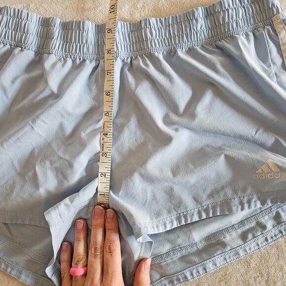 Adidas Women Climalite 3 Stripe Pull On Shorts Size Large Powder Blue Athletic - Picture 10 of 11